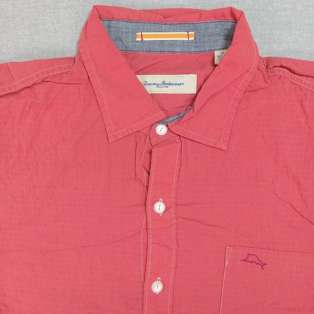 Tommy Bahama Shirt Mens XL Red Button Up Short Sleeve Lightweight Casual Summer - Picture 4 of 8